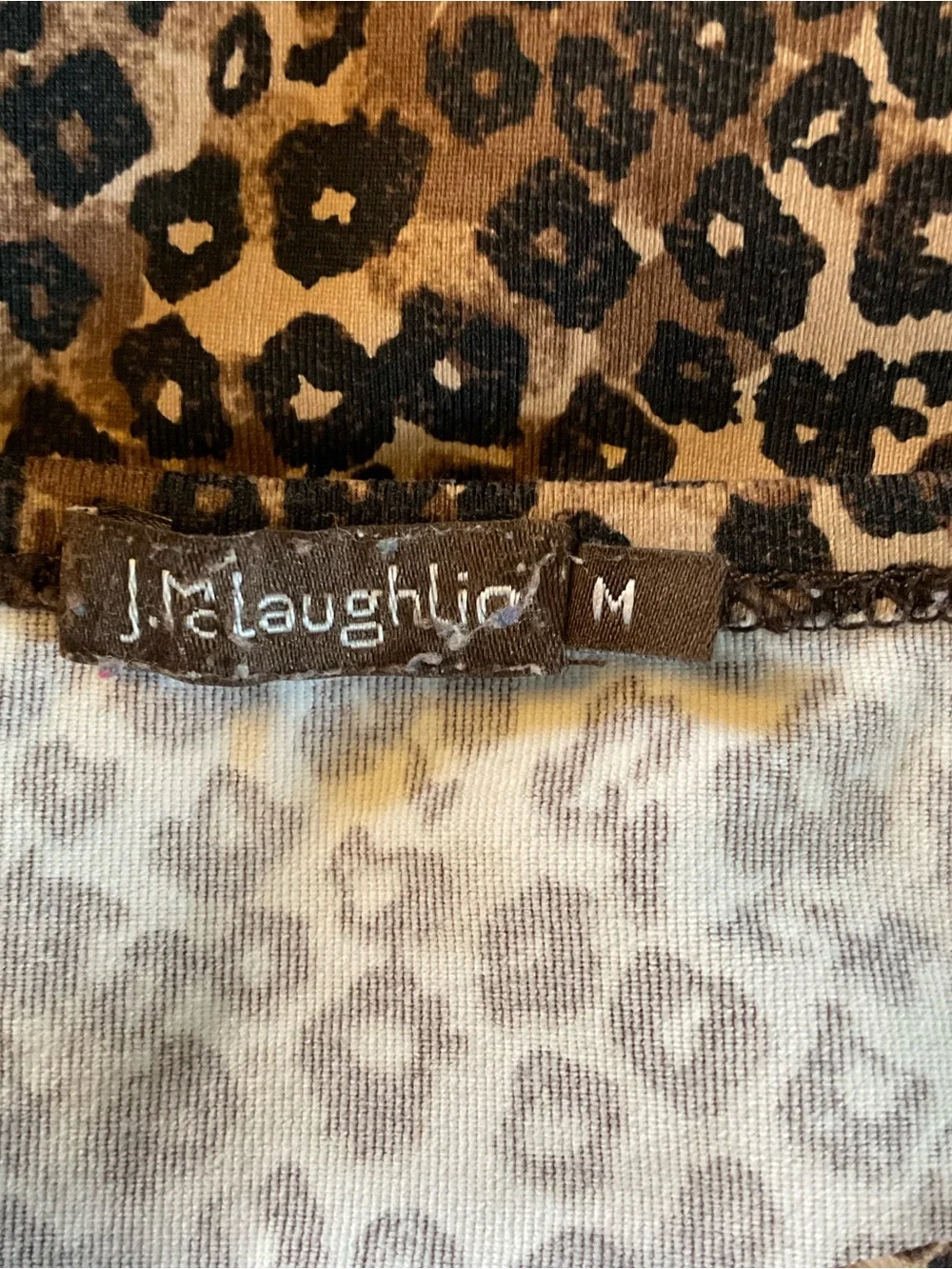 J. McLaughlin Catalina Cloth Top Cheetah Animal Print 3/4 Sleeve Size M Stretch